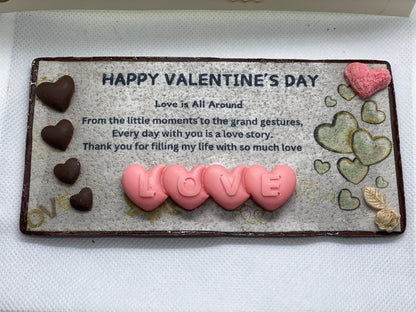 Edible Chocolate Greeting Card with Keepsake Message Card- Valentines Day -LOVE IS ALL AROUND