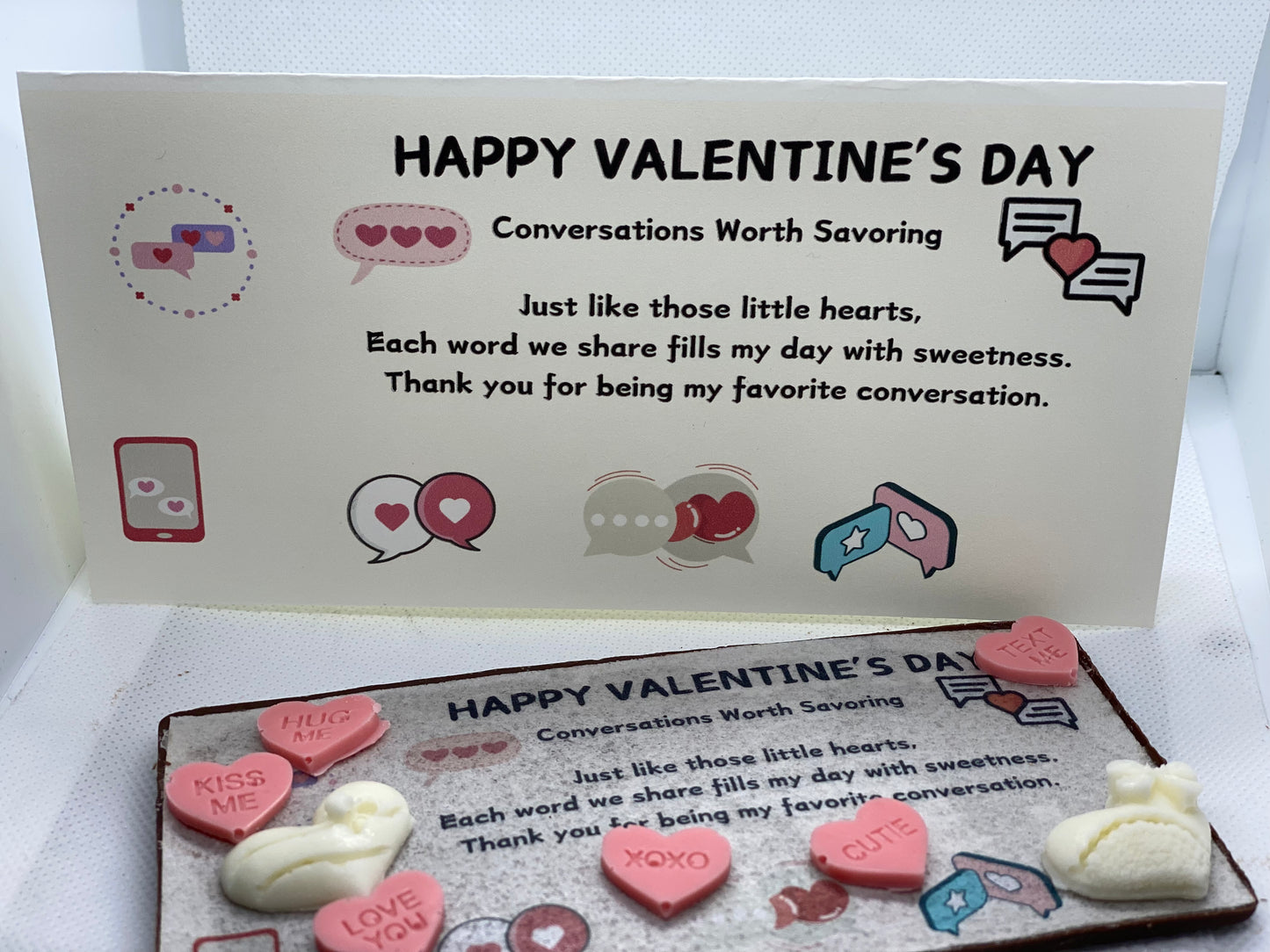 Edible Chocolate Greeting Card with Keepsake Message Card -Valentine's Day- CONVERSATIONS WORTH SAVORING